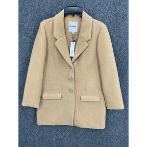 BB Dakota Coat Womens Large Light Brown Three Buton Overcoat Winter Outerwear